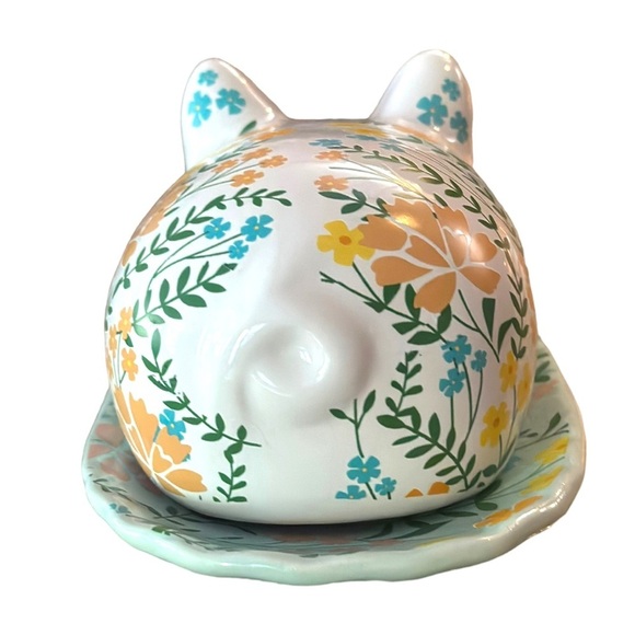 Old East Main Co Pioneer Inspired Floral Pig Butter Dish Farmhouse Cottagecore - Picture 7 of 13